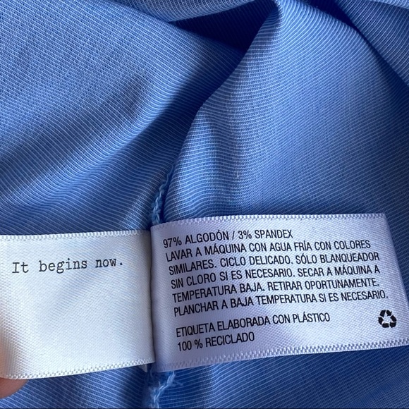 A New Day Blue Chambray Lace Up Blouse - Picture 7 of 9